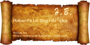 Haberfeld Boglárka névjegykártya